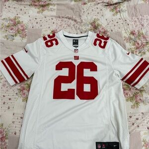 NFL NY Giants Saquan Barkley Men's White and Red Jersey